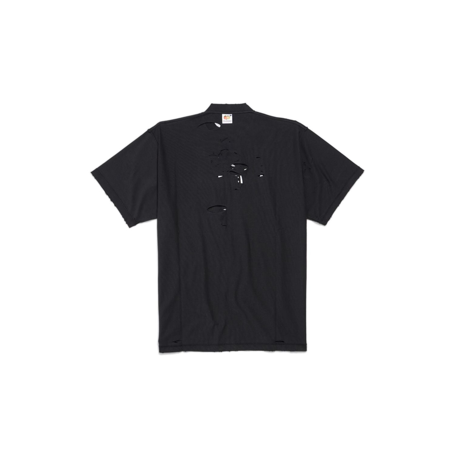 Balenciaga Men's Women's Summer Black Retro Torn High Street Large Silhouette Letter Logo Short Sleeve T Shirt #99292
