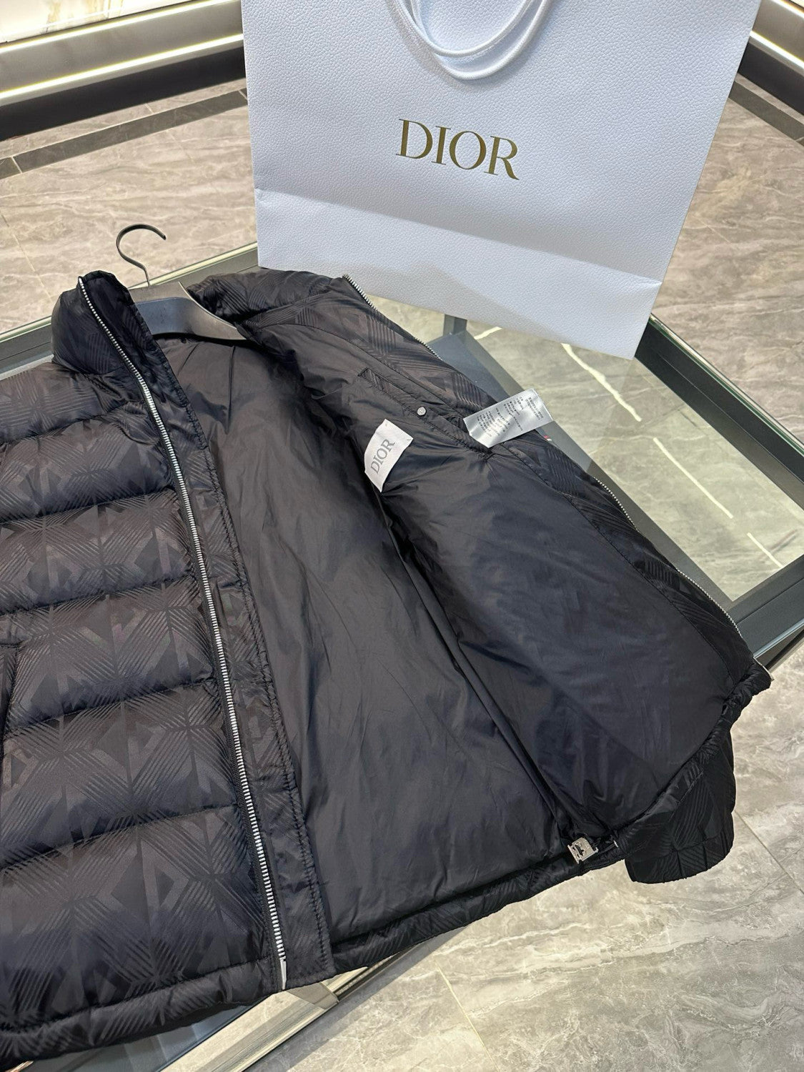 Dior Men's Fall/Winter Stand-Up Collar Logo All-Over Print Zipper Solid Color Casual Long-Sleeve Warm Puffer Down Jacket #81528