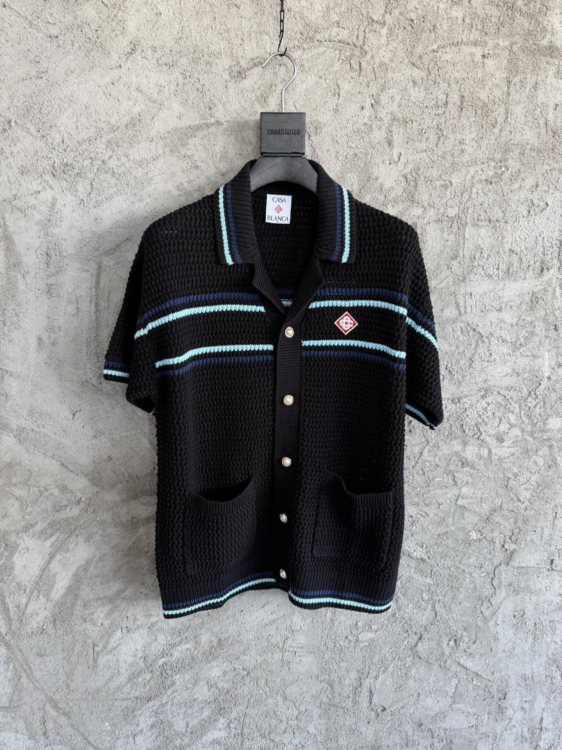 Casablanca Tennis Cotton Crochet Short Sleeve Shirt Shorts Suit #336882
