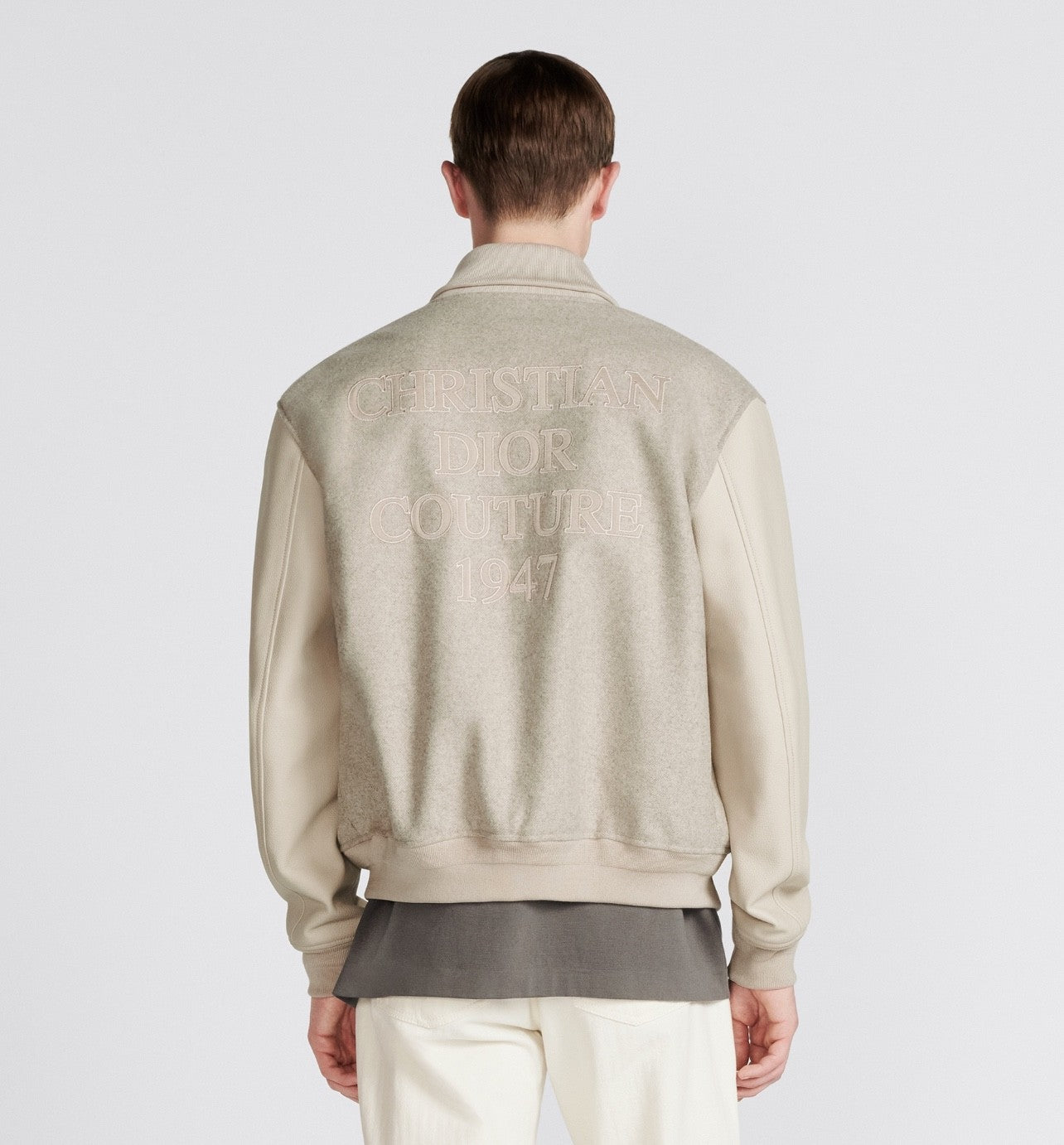 Dior Men's Spring and Autumn Beige Patchwork Logo Pattern Single Breasted Long Sleeve Jacket #73288