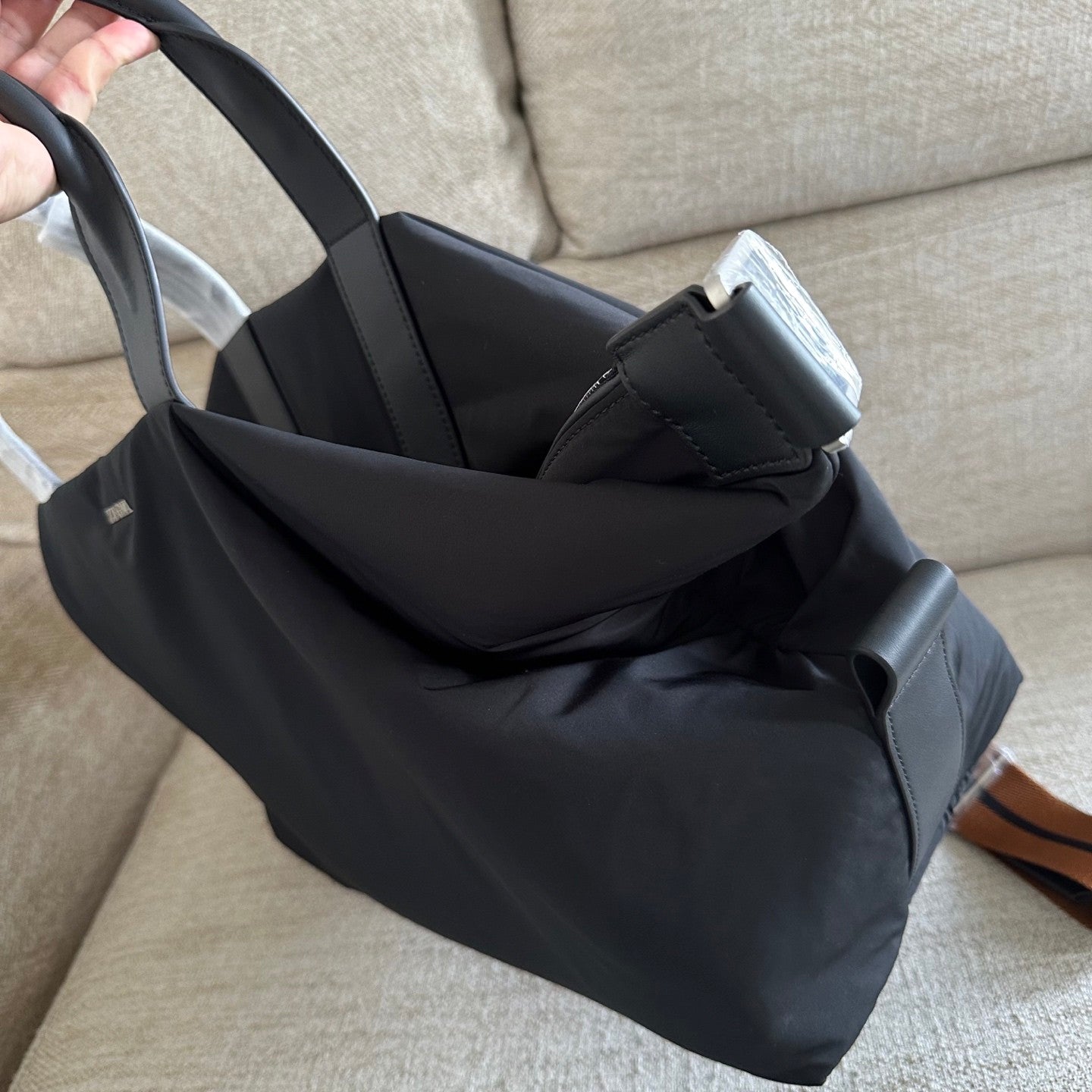 Zegna Ranglan Handbag Bags Black Technology Fabric Luggage Bag # 195388