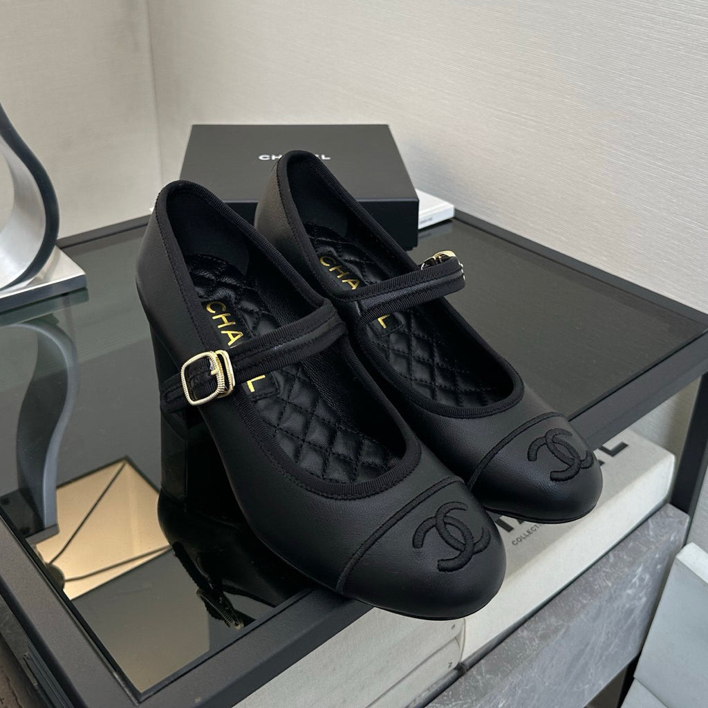 Chanel Women's Spring/Fall Fashion Classic Round Toe Slip On Solid Color Chunky Heel Buckle Mary Jane Shoes Casual Shoes #79251