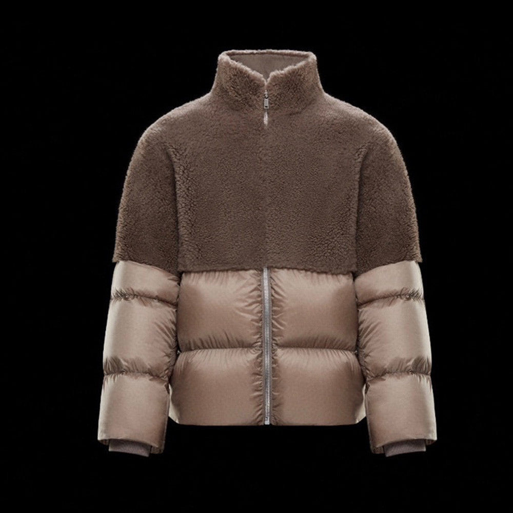Rick Owens x Moncler Men's Winter Solid Color Standing Collar Zipper Splicing Long Sleeve Loose Puffer Down Jacket Ngvp #7192