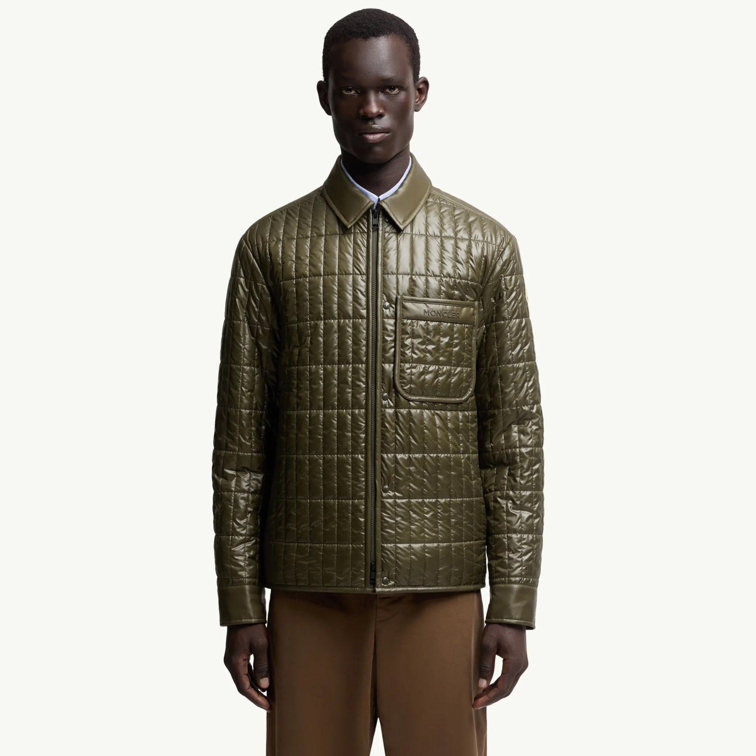 Moncler Men's Winter Fashion Casual Lapel Zipper Minimalist Vertical Quilted Lightweight Cotton Outerwear  Jacket #79317