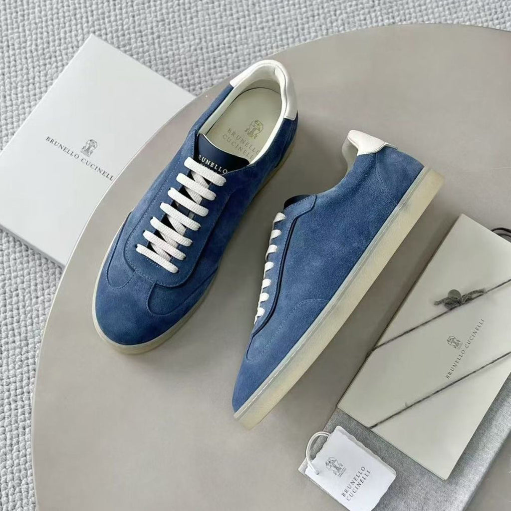 Brunello Cucinelli Men's Spring And Summer Washed Suede Rubber Sole Shoes Fashion Casual Solid Color Flat Sneakers Ngvp #1983