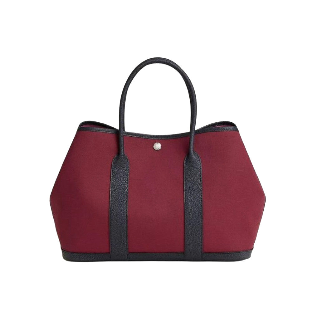 Hermes Garden Party 30 Women's Silver Buckle Colour Blocking Canvas and Calfskin Tote Bag Bags #76891