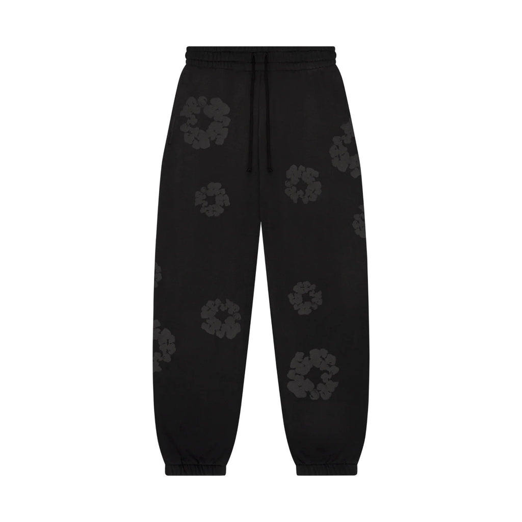 Denim Tears Men's And Women's Spring/fall Fashion Trend Solid Color Elastic Waist Tie Up Cotton Flower Foam Print American High Street Chic Brand Cuffed Sweatpants Long Pants #79536