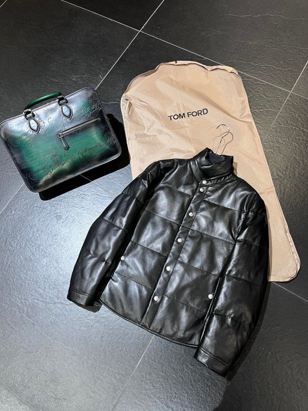 Tom Ford Leather Puffer Down Jacket Ngvp #6822