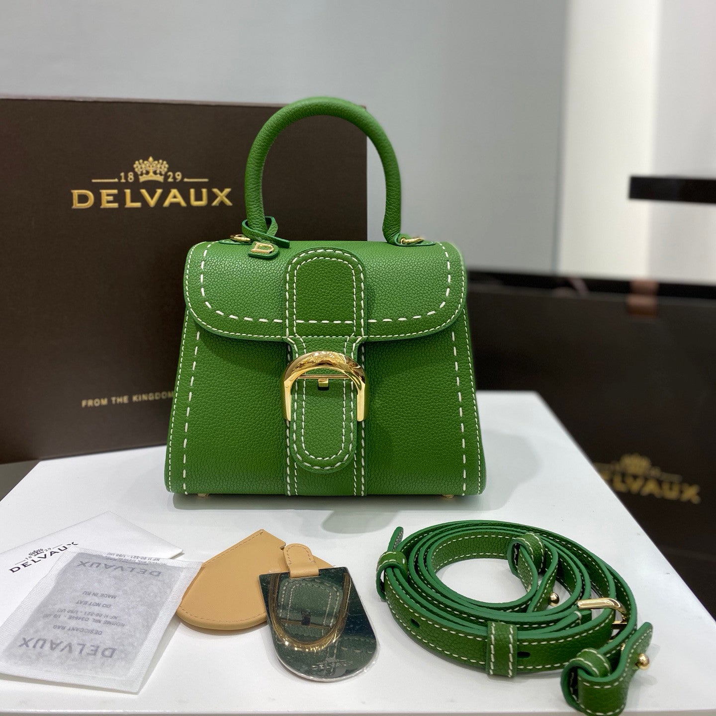 Delvaux Women's Outside Stitching Solid Color Calfskin Handheld Slanting Shoulder Bag Bag #75294