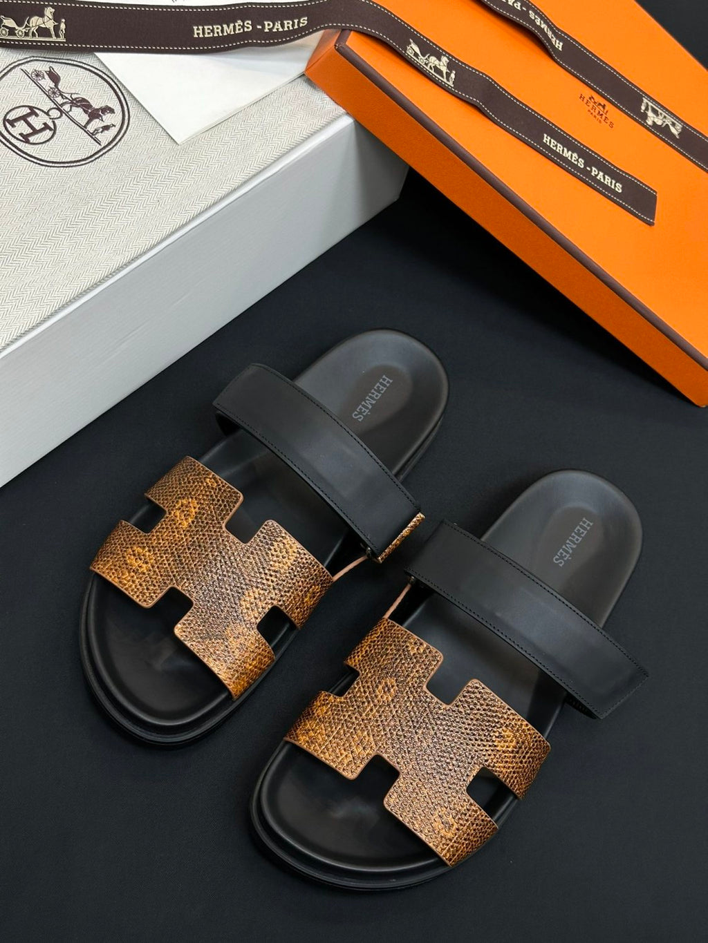 Hermes Men's Women's Simple Comfortable Velcro Casual Leather Sandals Slippers Shoes #76396