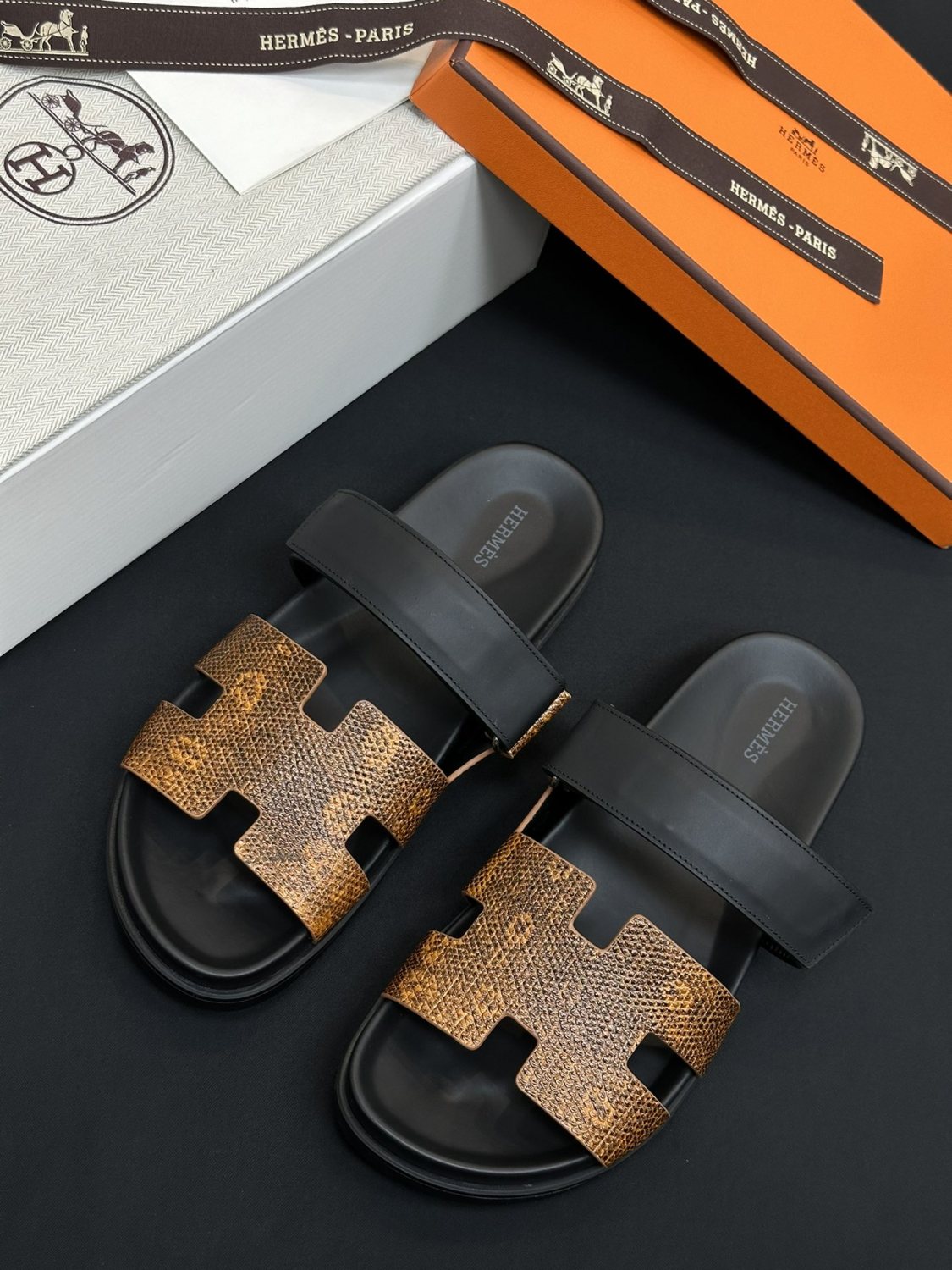 Hermes Men's Women's Simple Comfortable Velcro Casual Leather Sandals Slippers Shoes #76396