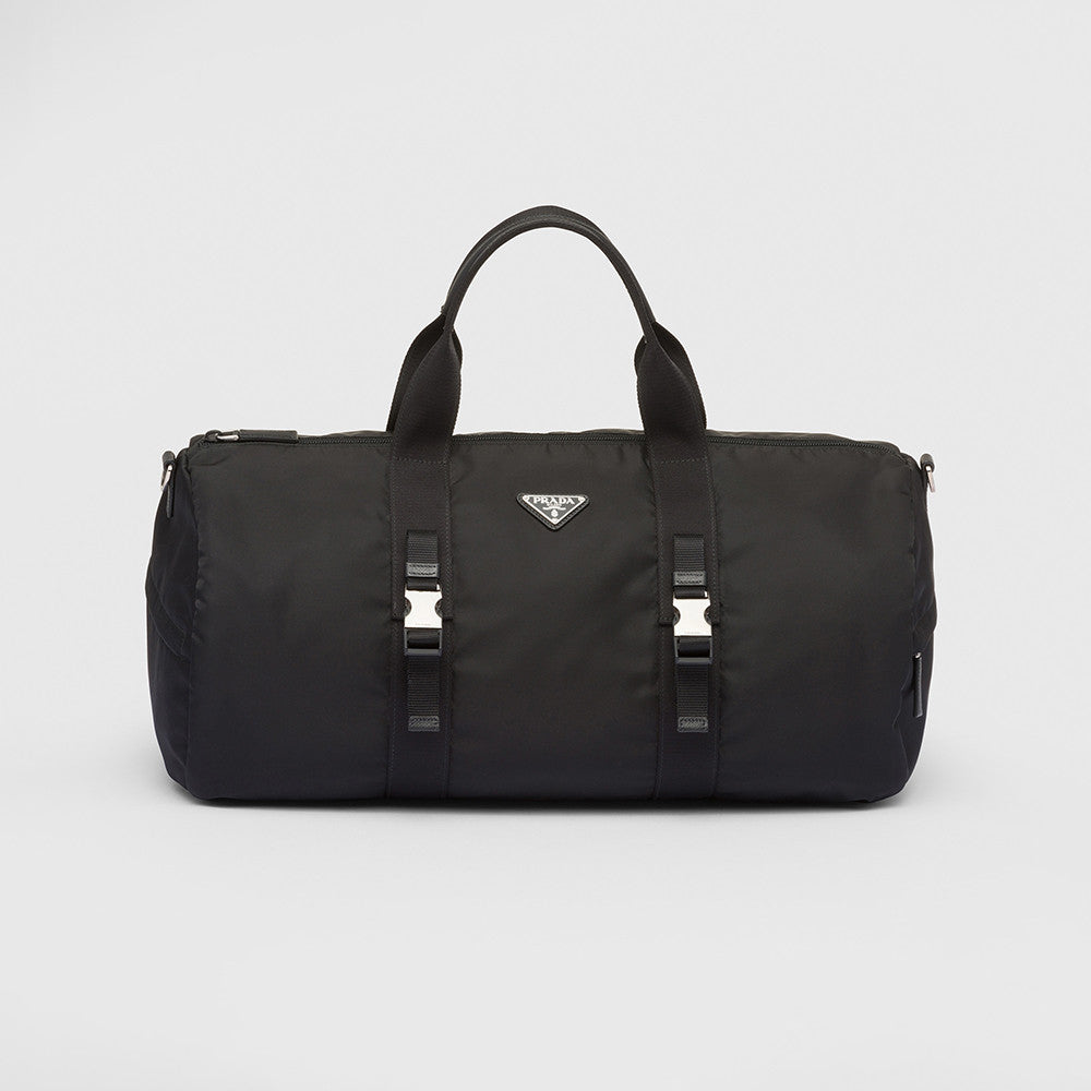 Prada Black Re-nylon and Saffiano Leather Duffle Bag #335984
