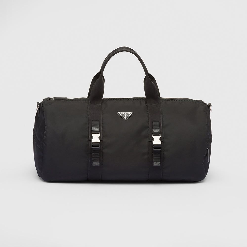 Prada Black Re-nylon and Saffiano Leather Duffle Bag #335984