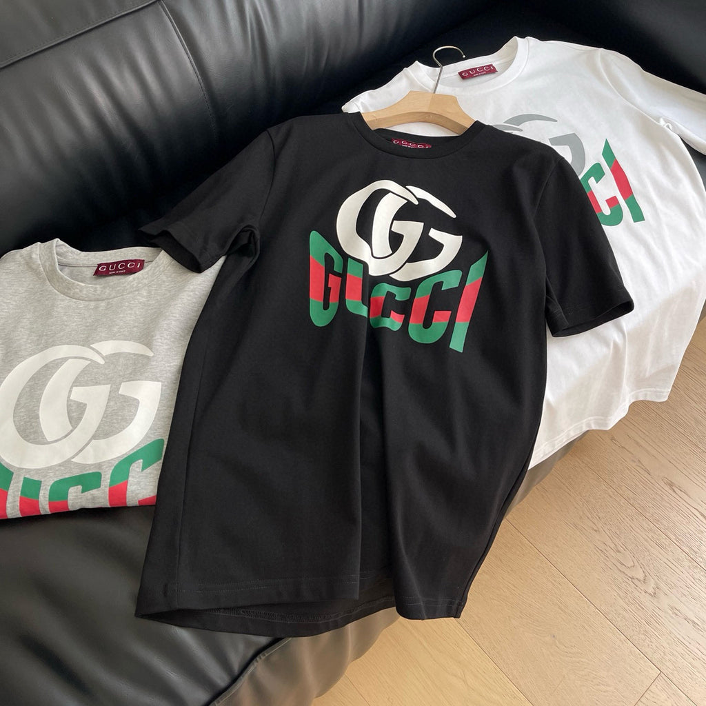 Gucci Men's Summer Monogram Printed Round Neck Cotton Short Sleeve T-Shirt #76681