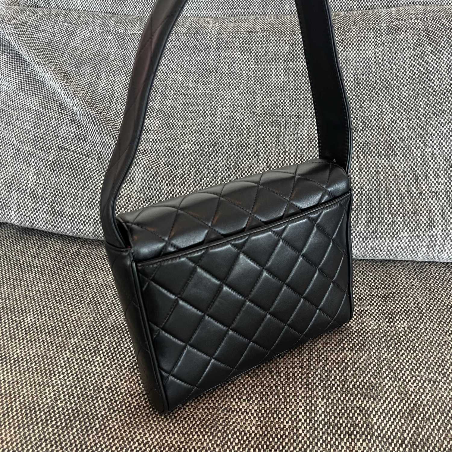 Chanel Women's Men's Vintage Black Knight Square Box Crossbody Bag With Flap Cover - Elegant And Sophisticated Handbag #81871A