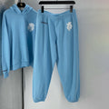 Chrome Hearts Men's Autumn and Winter Blue Long Sleeve Hooded Sweatshirt Stretch Sweatpants Pants Set Suit #97987