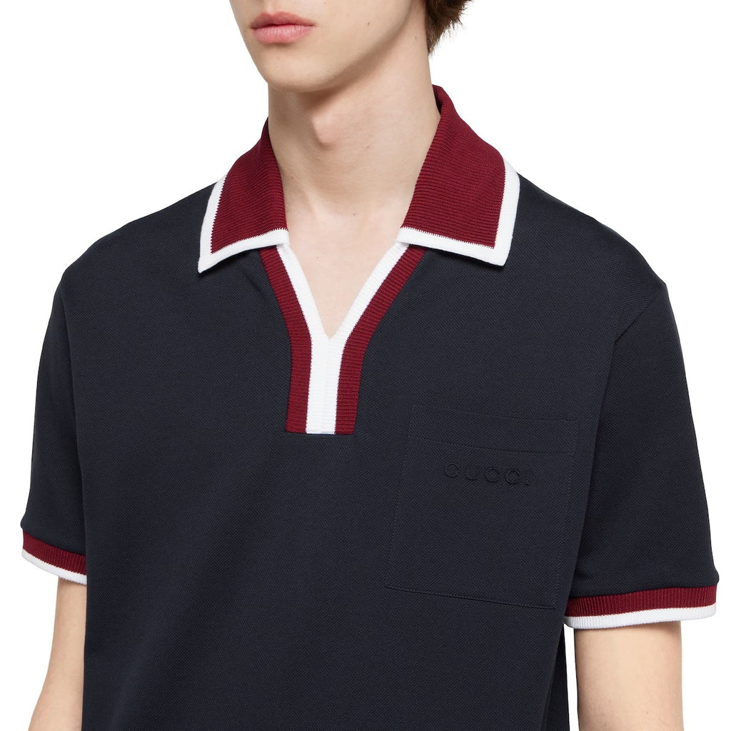 Gucci Men's And Women's Summer Fashion Classic V-neck Color Block Cotton Polo Shirt Short Sleeved T-Shirt #78425