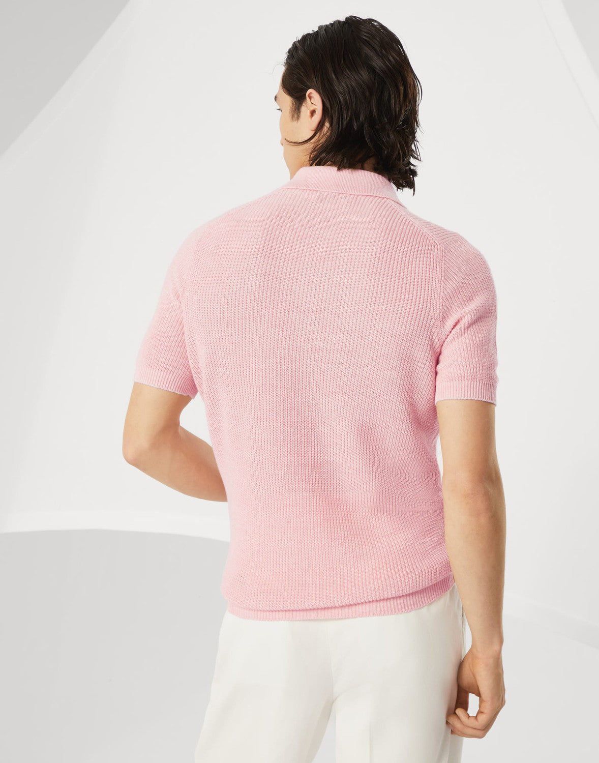 Brunello Cucinelli Men's Summer Linen Cotton Half English Rib Knit Solid Color Short Sleeve Polo Shirt Ngvp #1553