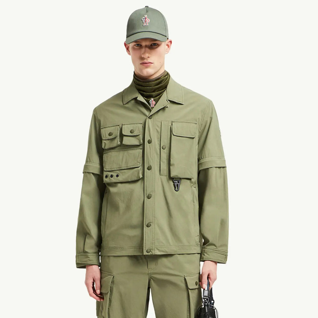 Moncler Men's Spring/Fall Casual Single-Breasted Solid Color Multi Pocket Detachable Sleeve Workwear Jacket #78895