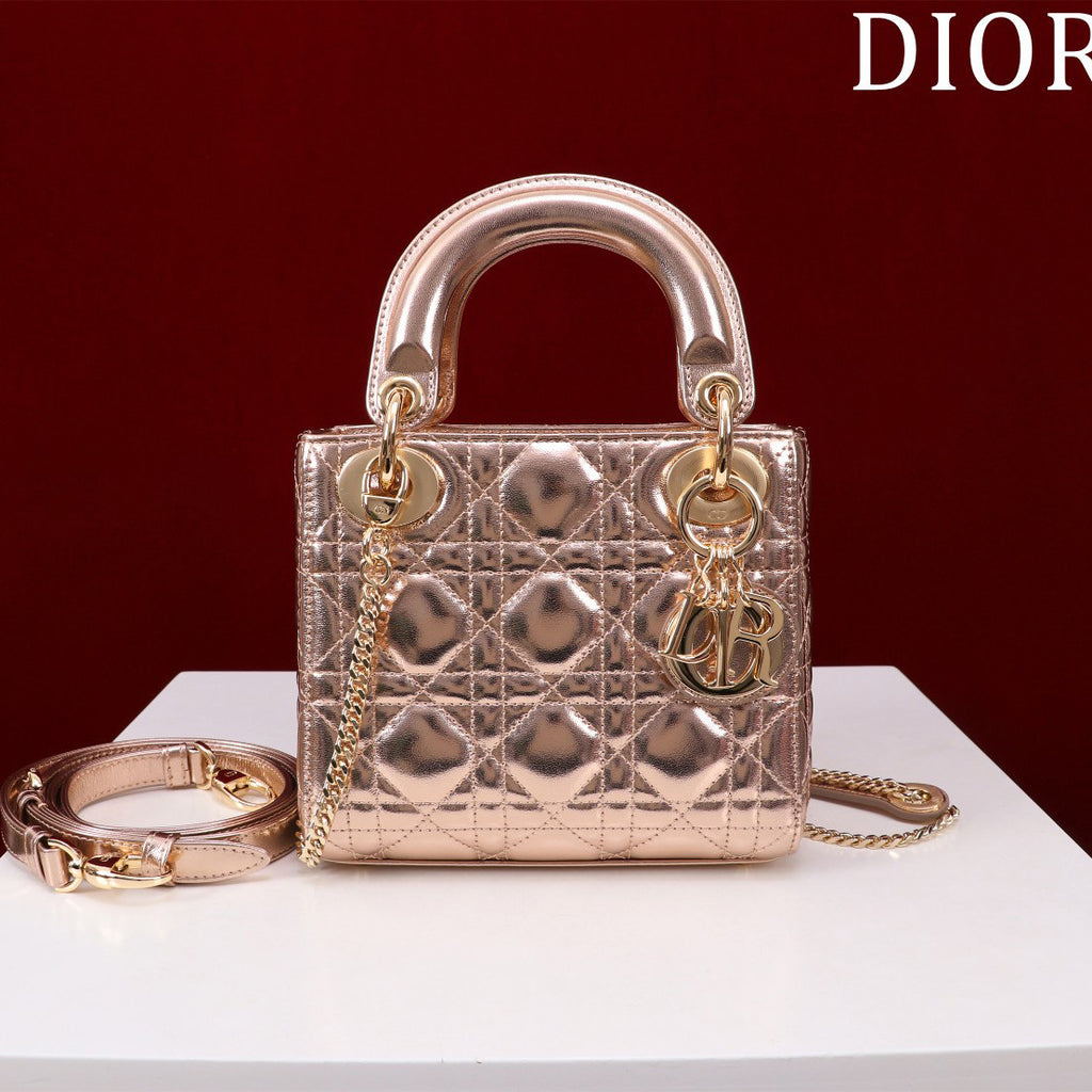 Dior Lady Women's Solid Color Metal Pendant Removable Chain Shoulder Strap Wicker Pattern Sheepskin Leather Single Shoulder Crossbody Handbag Bag Bags #77461