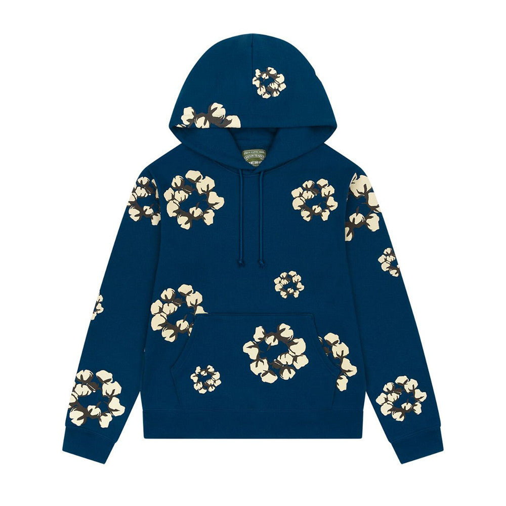 Denim Tears Cactus Tears Wreath Floral Print Hooded Sweatshirt Casual Tie Drawstring With Loose Sweatpants #71879