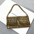 SAINT LAURENT Women's EVENING Crystal-Inspired Handbag Bag Limited Edition Sparkling Crystal Clutch Mini Chain-Strap Underarm Tote Bags #193642