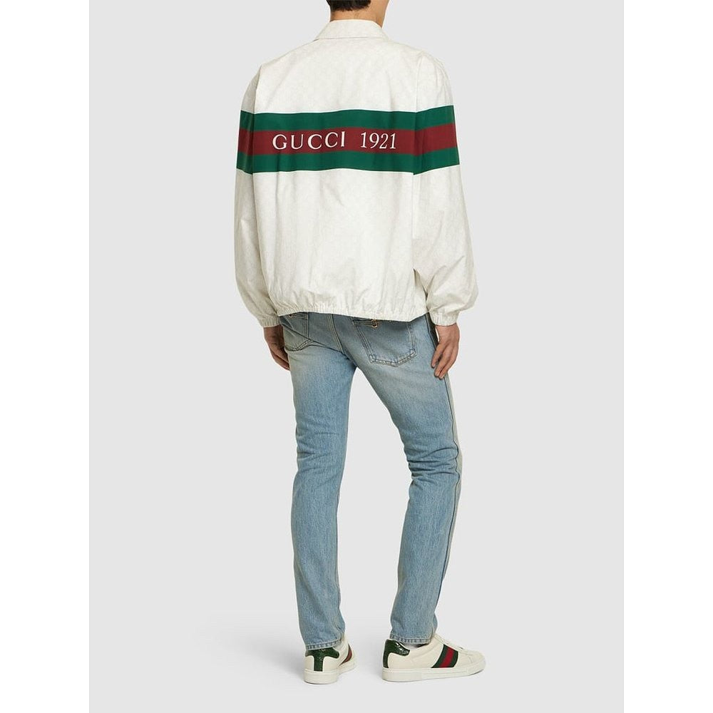 Gucci Men's Spring and Autumn GG Printed Cotton Colorful Webbing Standing Collar Zipper Casual Long Sleeve Sports Jacket #99962