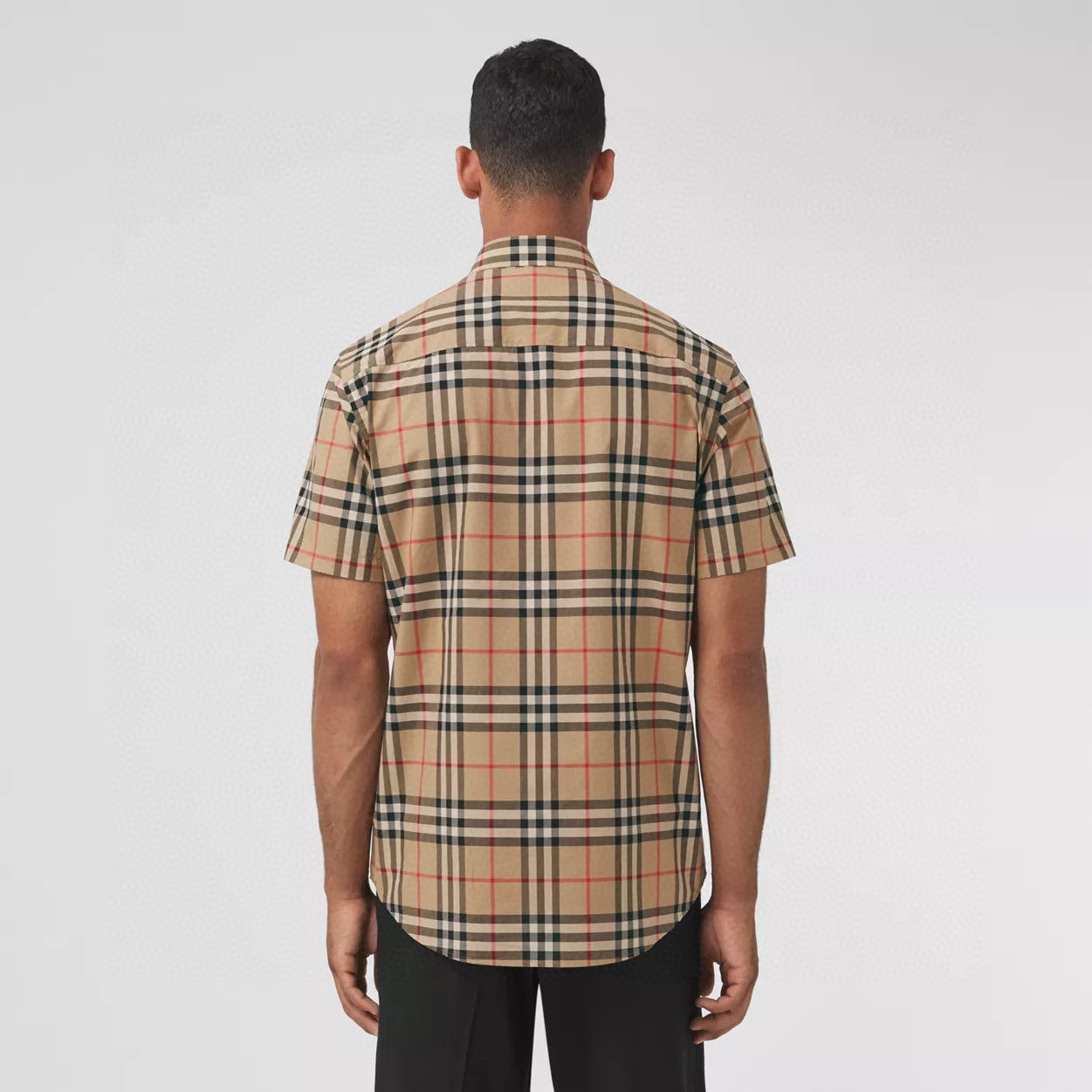 Burberry Men's Summer Checkered Print Single-Breasted Collar Short-Sleeved Shirt #77686