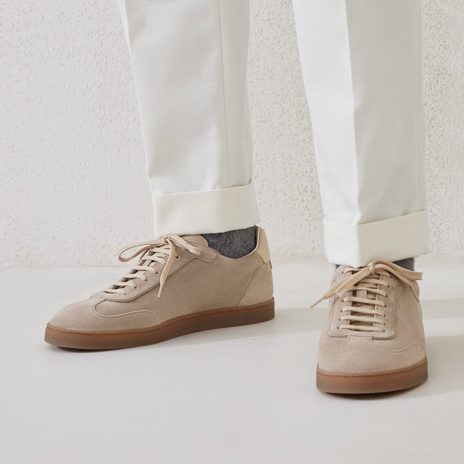 Brunello Cucinelli Men's Spring And Summer Washed Suede Rubber Sole Shoes Fashion Casual Solid Color Flat Sneakers Ngvp #1983