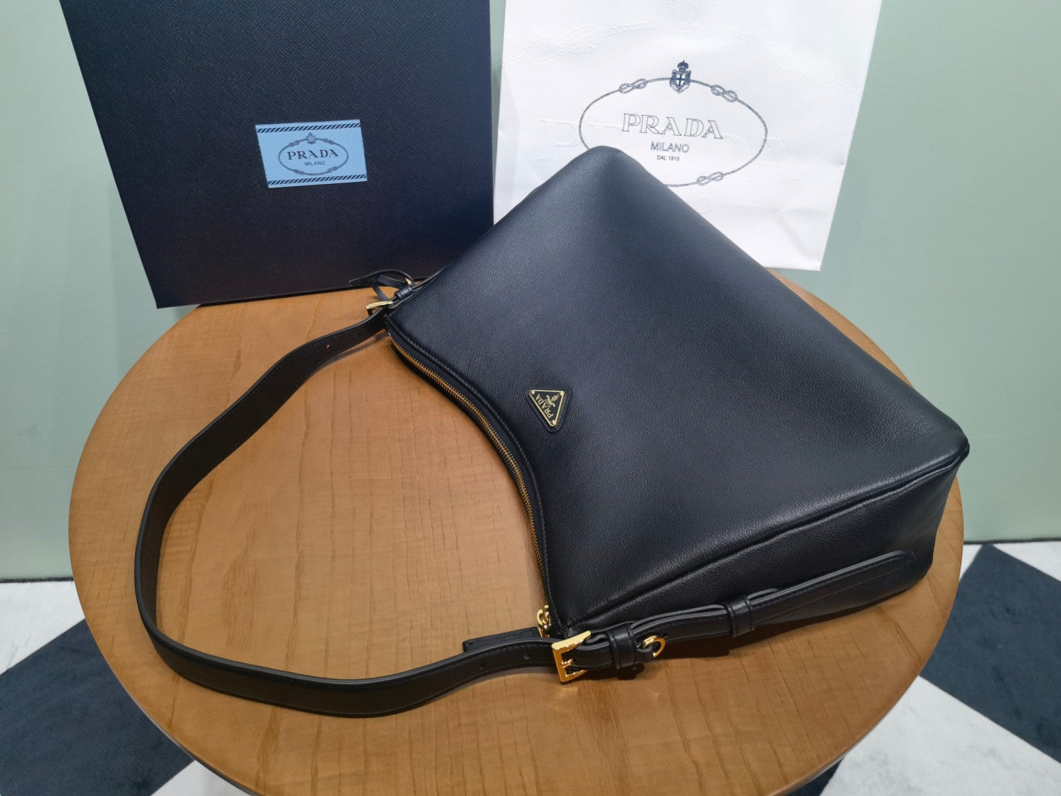 Prada Aimée Large Leather Shoulder Bag 1BC228 #334397
