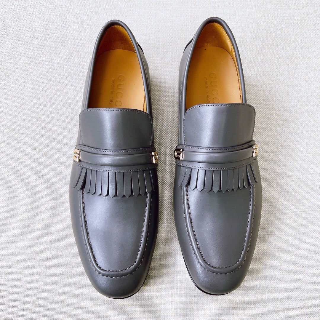 Gucci G Decorative Tassel Men's Loafers Spring And Summer Fashion Cowhide Comfortable Breathable Low-heeled Leather Shoes #76855