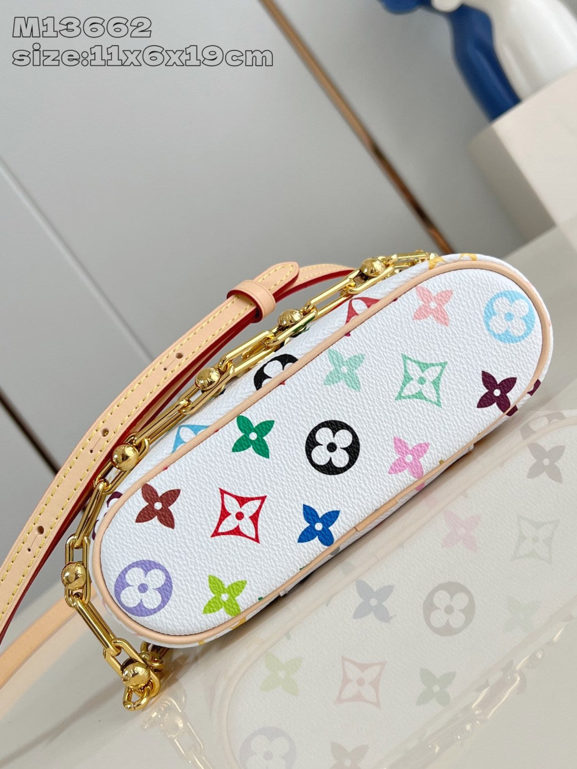 Louis Vuitton Lv X Tm Vanity Chain Pouch Women's Detachable Chain Colorful Printed Zipper Closure Coated Canvas Shoulder Crossbody Handbag Bag Bags #75242
