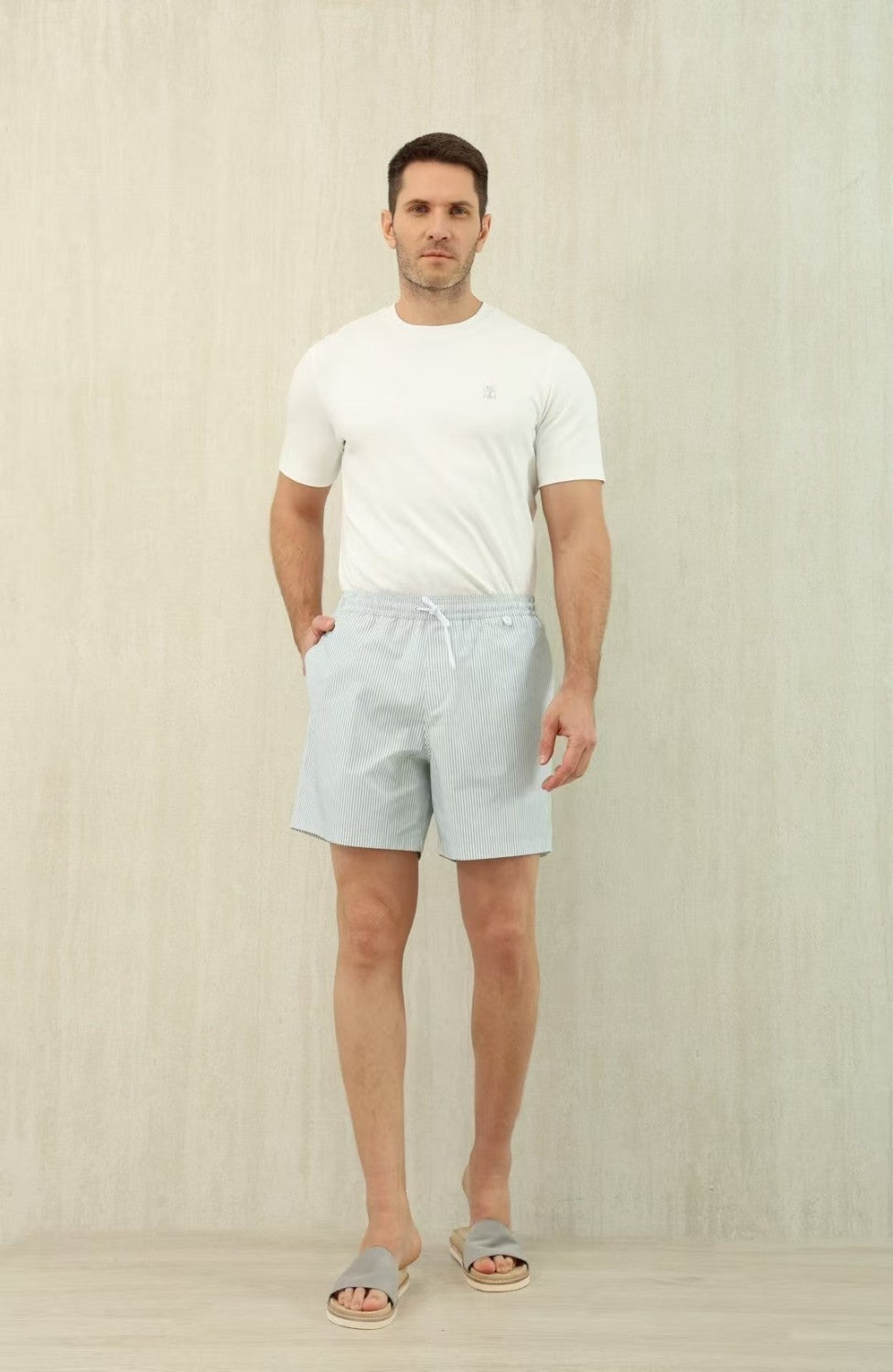Loro Piana Men's Summer Letter Solid Color Mid Waist Tie Straight Bay Swim Shorts Ngvp #9959
