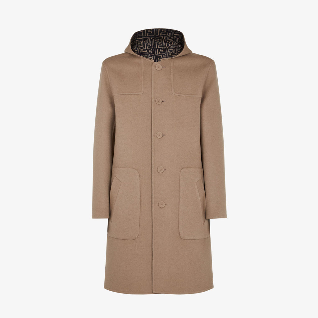 FENDI Woolen Double-Sided Hooded Full-Printed Coat Jacket  #3715