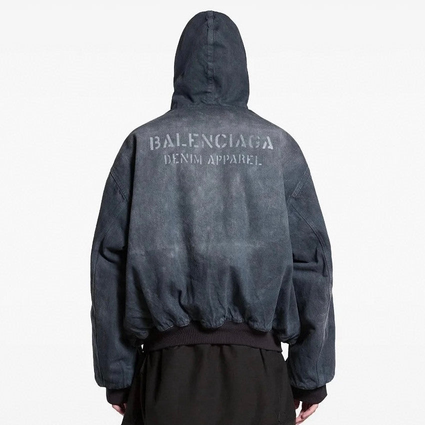 Balenciaga Men's And Women's Spring And Fall Letter Logo Loose Hooded Long Sleeved Zipper Jacket #75249