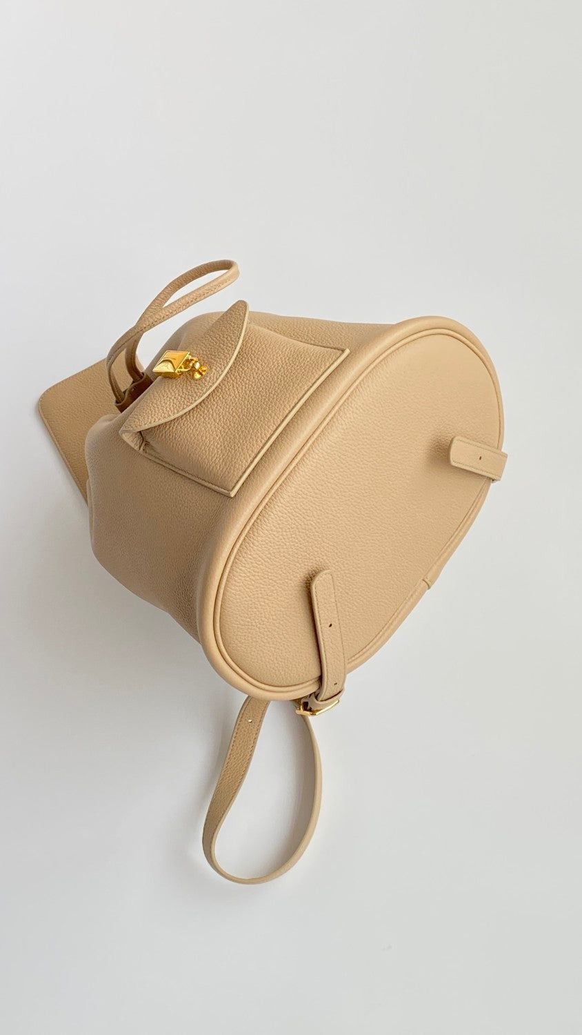 Loro Piana Extra Women's Fashion Classic Solid Color Drawstring Leather Bucket Tote Bag Bags FAP1404 #78861
