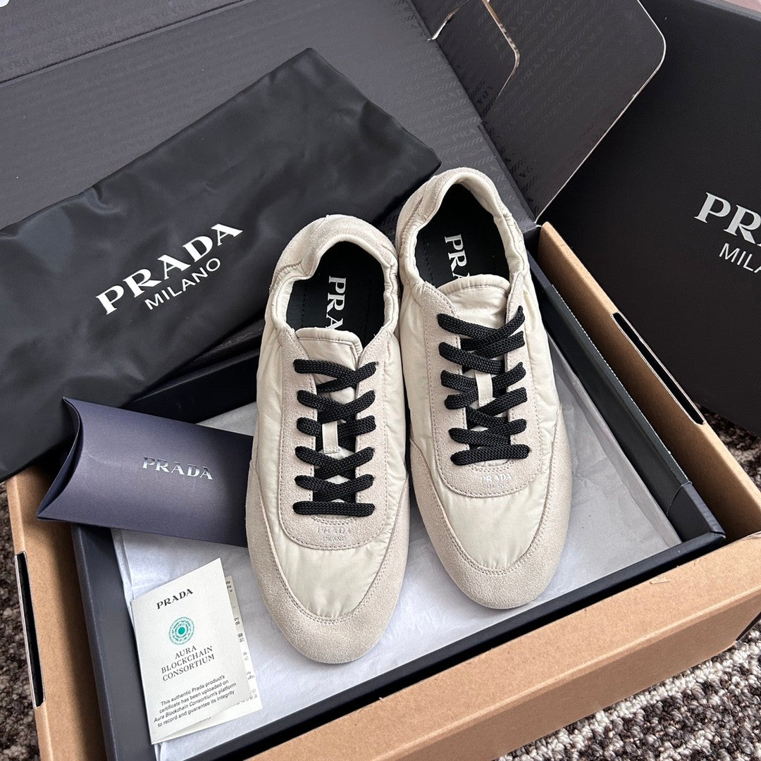 Prada Women's Spring/Fall Fashion Casual Round Toe Lace Up Mesh Print Logo Cotton Laced Sneakers Shoes #78481
