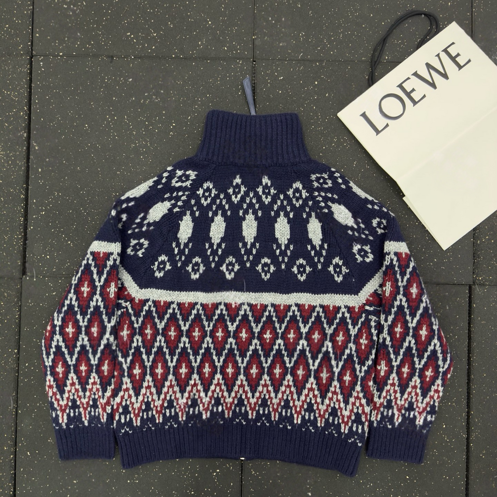 LOEWE Zip-up cardigan wool Blue #335456