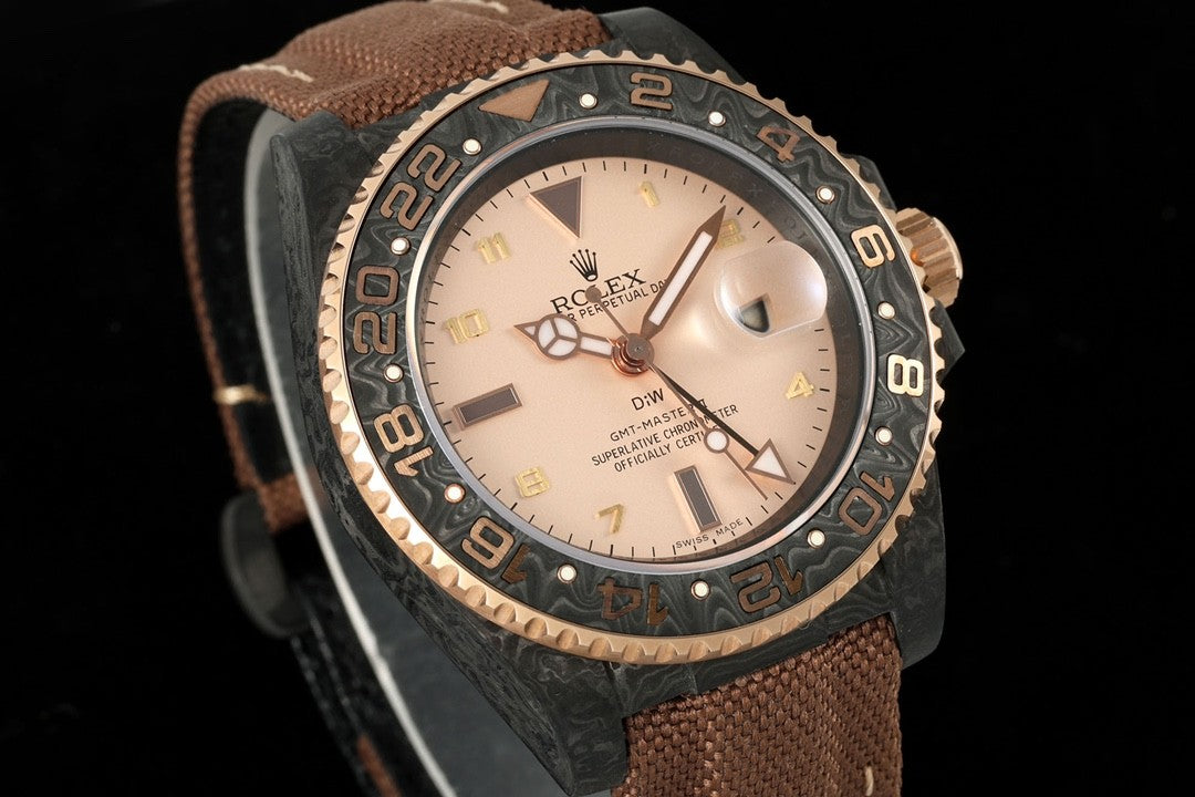 DIW Rolex GMT-Master ll V3 Men's Colour Block Automatic Cotton and Linen Strap Mechanical Watch #76778