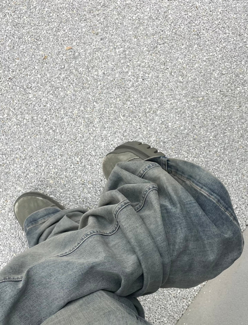 Rick Owens Men's And Women's Spring And Autumn Do Old Sky Blue Washed Jeans Pants #76796