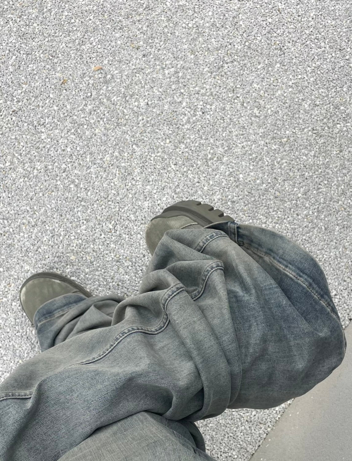 Rick Owens Men's And Women's Spring And Autumn Do Old Sky Blue Washed Jeans Pants #76796