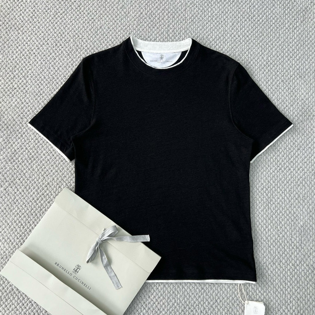 Brunello Cucinelli Men's Summer Solid Color Round Neck Cotton Short Sleeve T-Shirt #76657