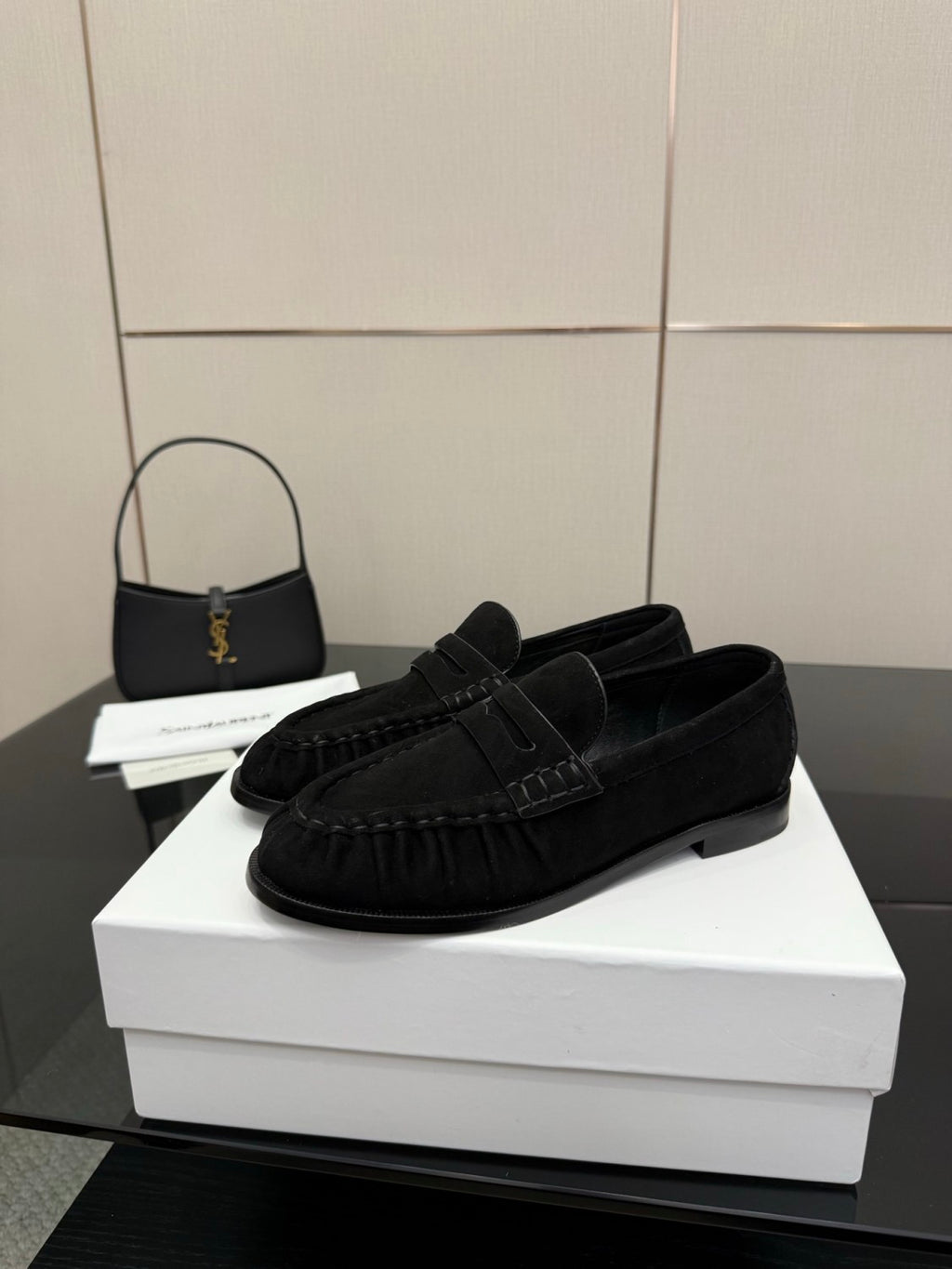 Saint Laurent Women's Autumn/Winter Fashion Casual Sheepskin Suede Round Toe Slip On Flat Loafers Casual Shoes #78376