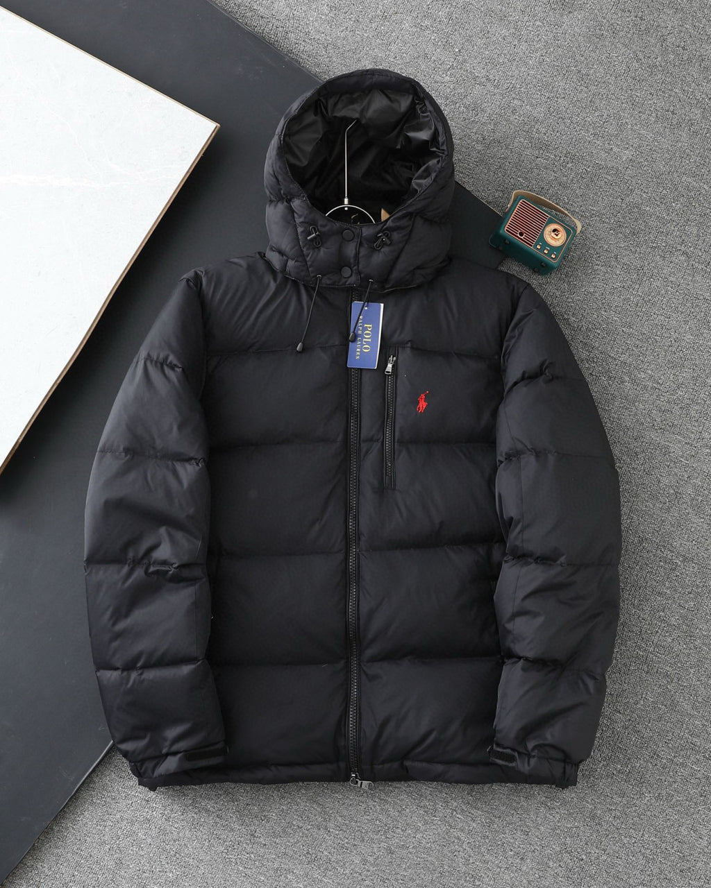 Ralph Lauren Men's Winter Solid Color Embroidered Logo Print Hooded Zipper Long Sleeve Puffer Down Jacket #77217
