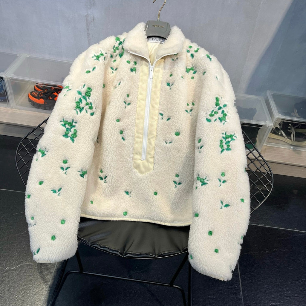 Dior Men's Fall And Winter Fashion Trend Casual Loose Embroidery Half-zipper Stand-up Collar Jacket Coat Ngvp #7351