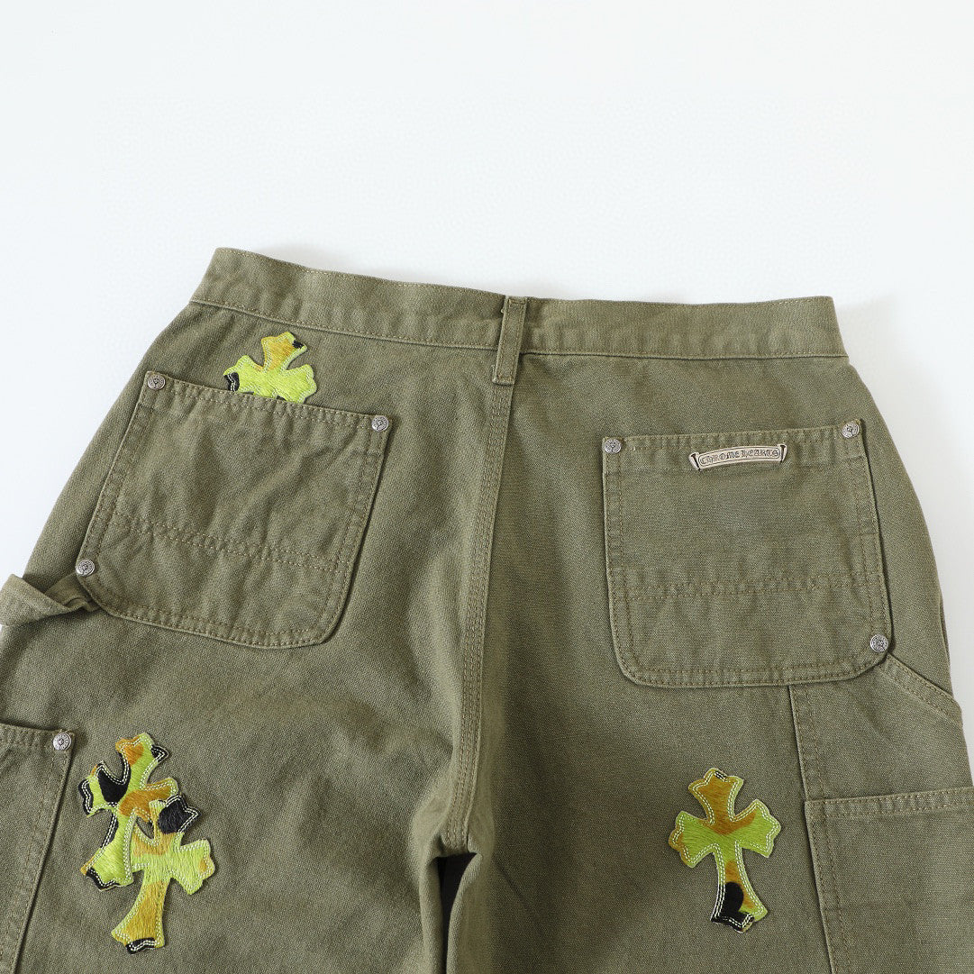 Chrome Hearts Green Denim Printed Casual Pants #22139