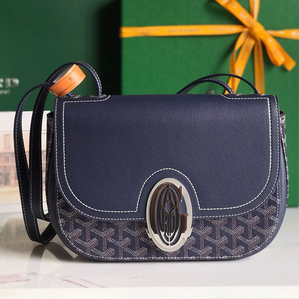 Goyard 233 Classic Edition Fashionable Modern Canvas And Calfskin Crossbody Bag With Metal Logo Buckle Bag Bags #196800