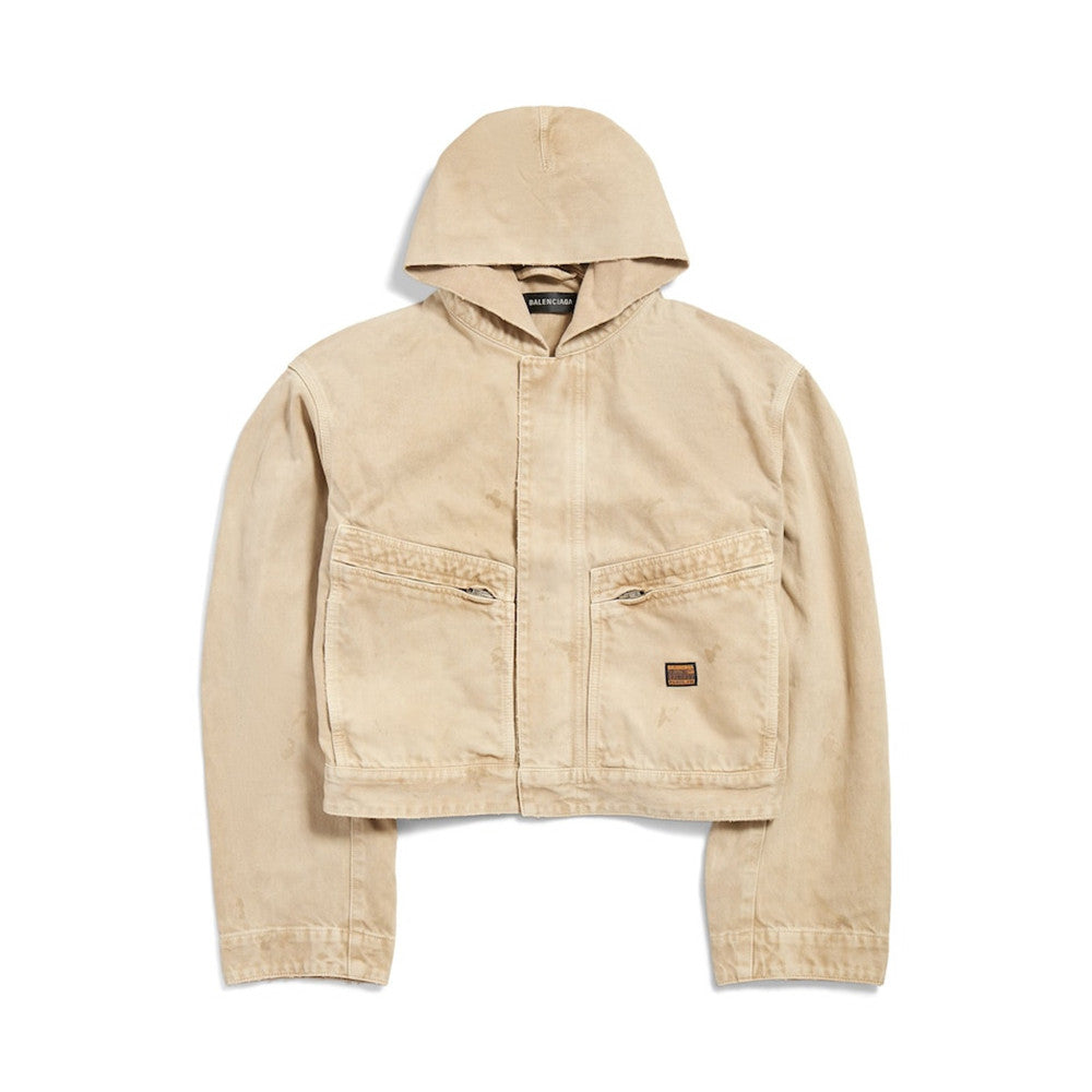 Balenciaga Men's Cropped Hooded Workwear Jacket #375601