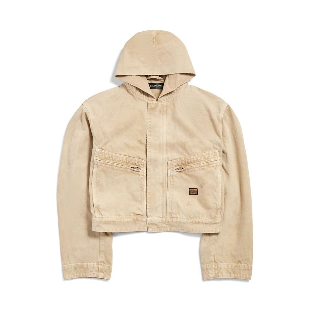 Balenciaga Men's Cropped Hooded Workwear Jacket #375601