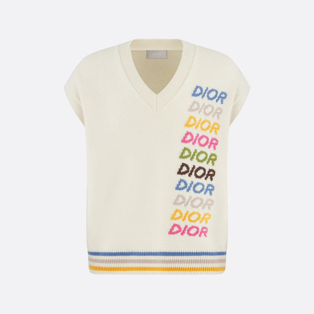 Dior Men's Fall White Knit Sleeveless Sweater Tank Top Vest #97211